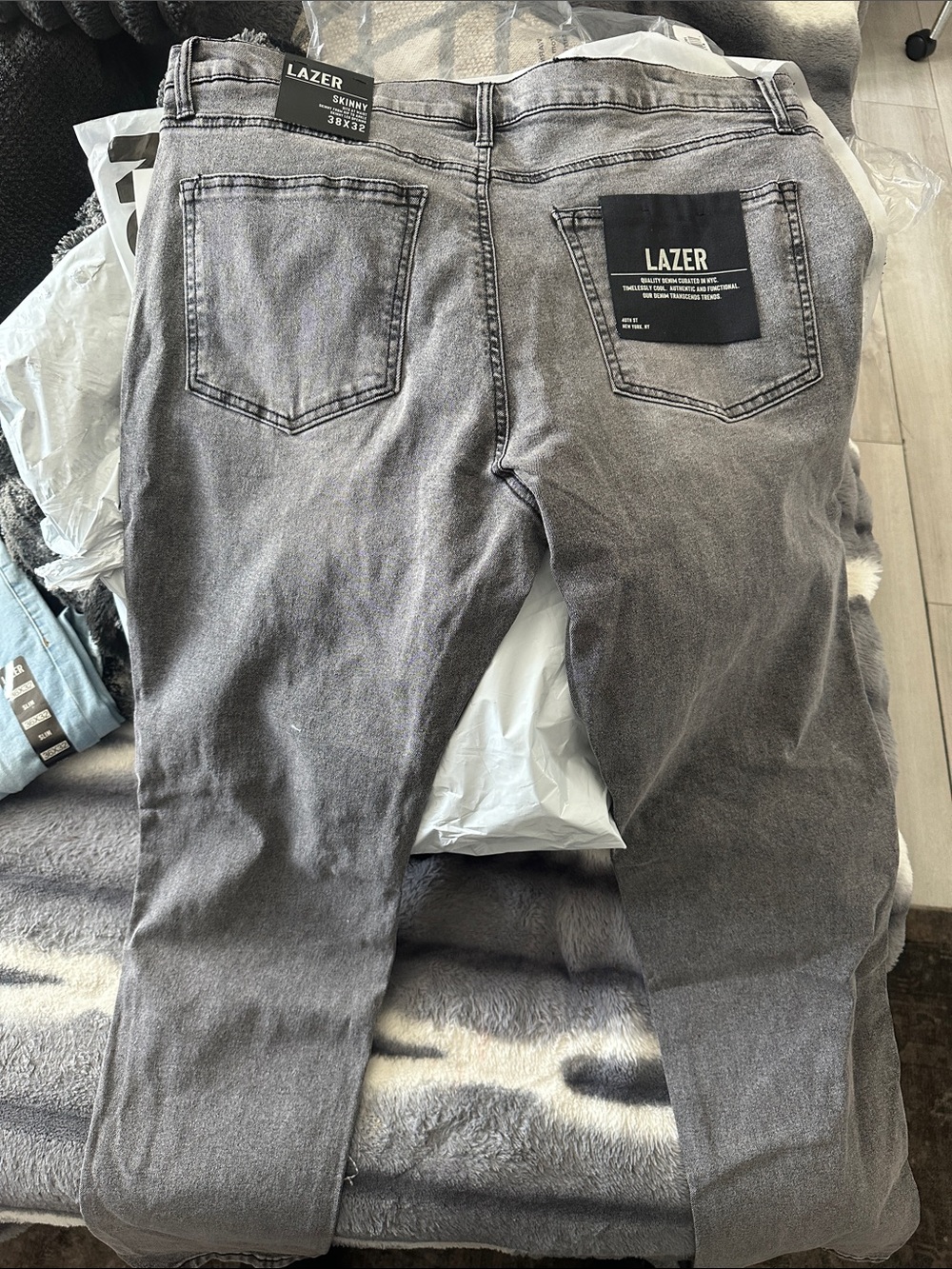 Lazer Men's Slim Skinny Jeans in Washed Gray